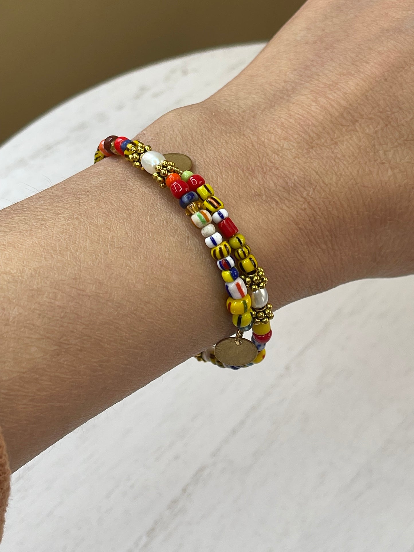 Wrap Bracelet - African Glass Beads - Bangle Bracelet - Boho Bracelet
