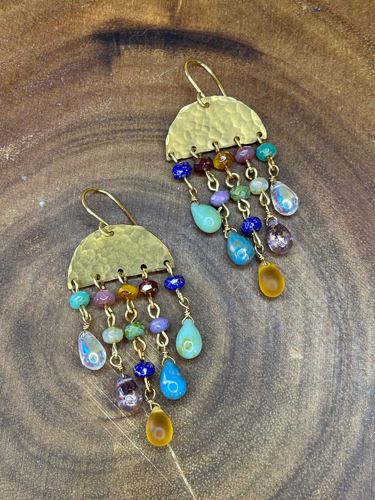 Czech Earrings - Colored Earrings - Brass Earrings