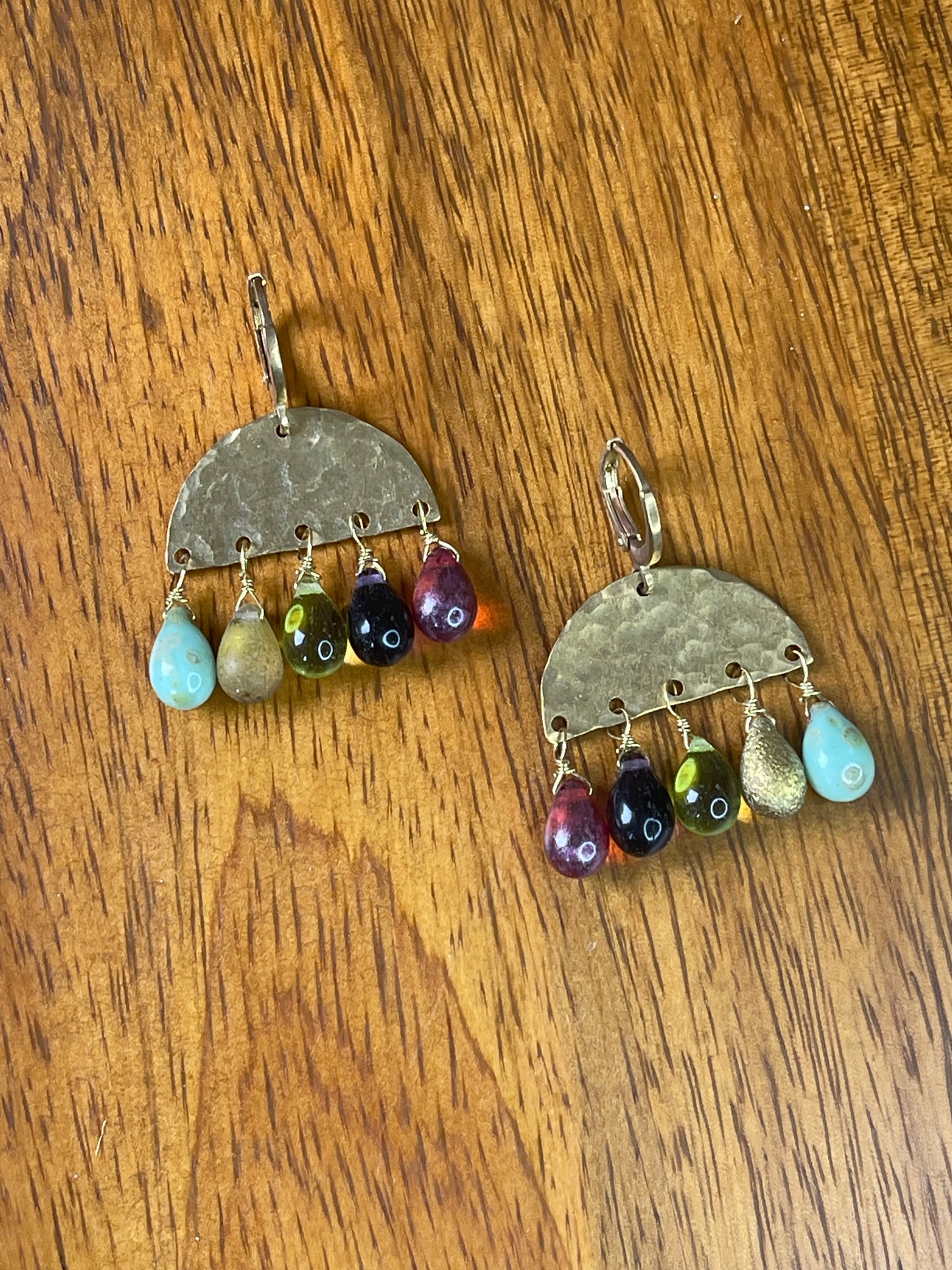 Czech Earrings - Colored Earrings - Brass Earrings