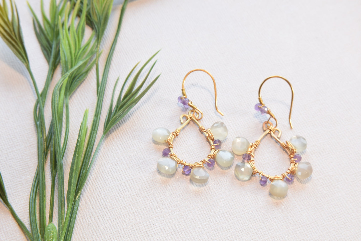 Moonstone Hoop Earrings