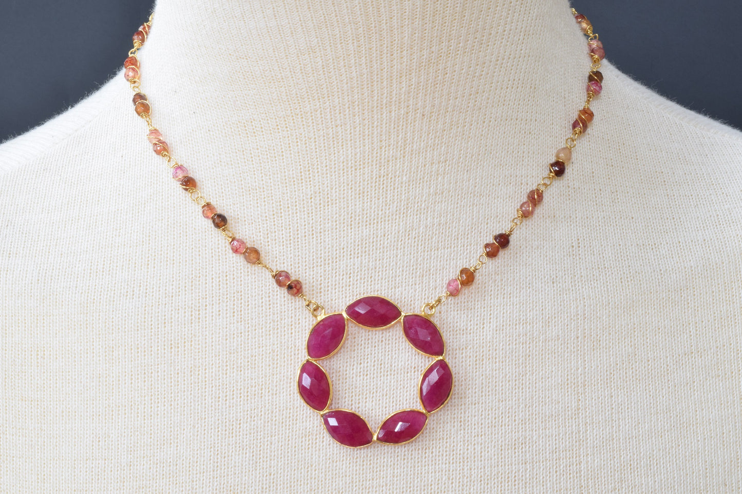 Magenta Chalcedony Eternity Necklace