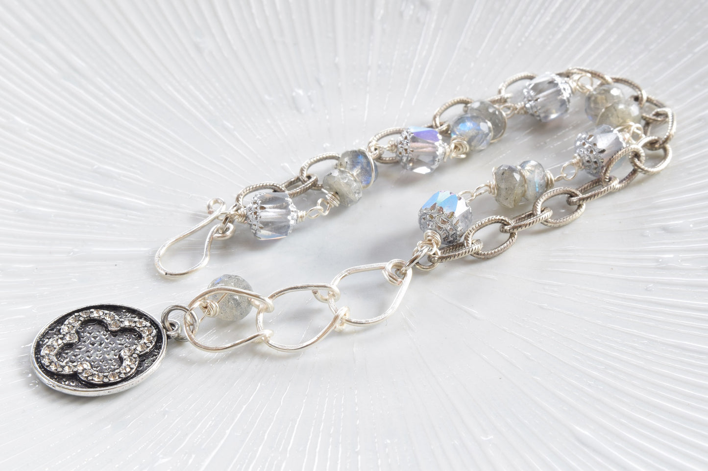Labradorite / Czech Charm Bracelet