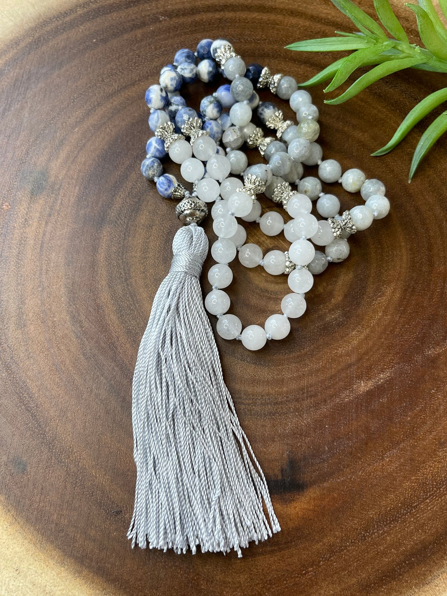 Sodalite Gray Tassel Necklace