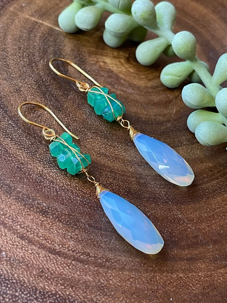 Opalite and Green Onyx Earrings