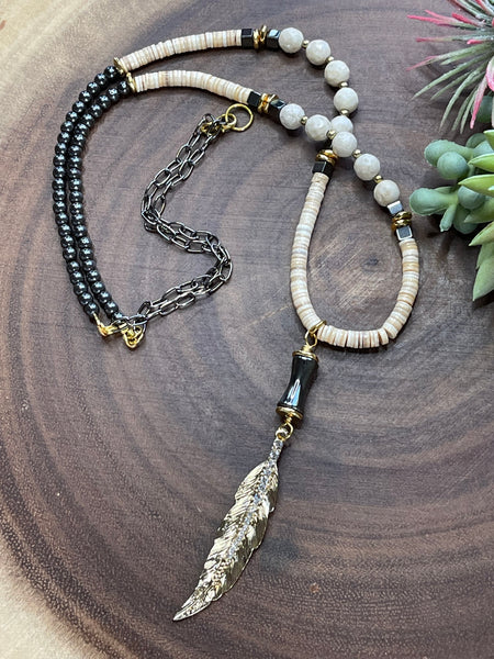 Pyrite and Shell Necklace