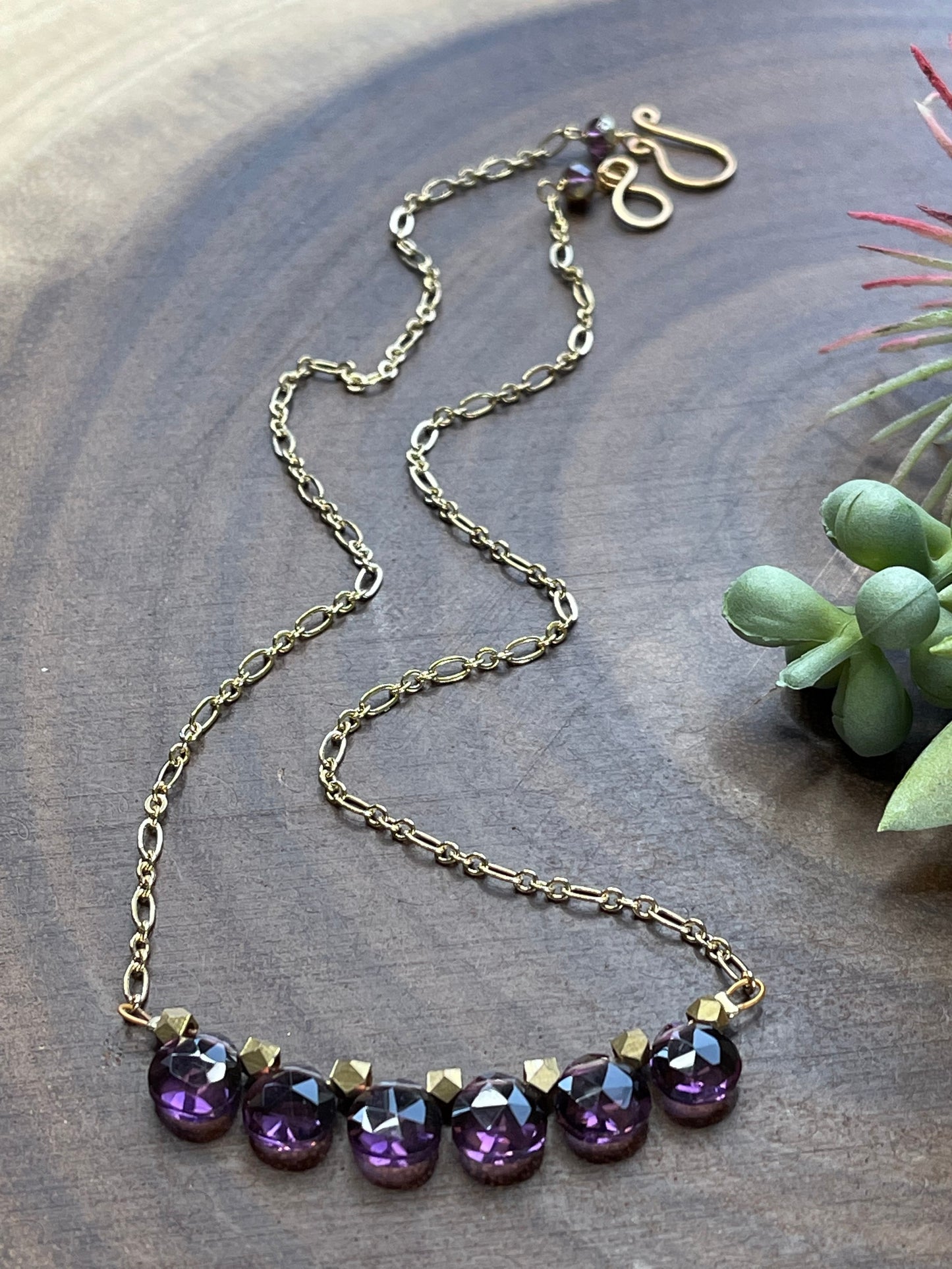 Amethyst Quartz Bar Necklace