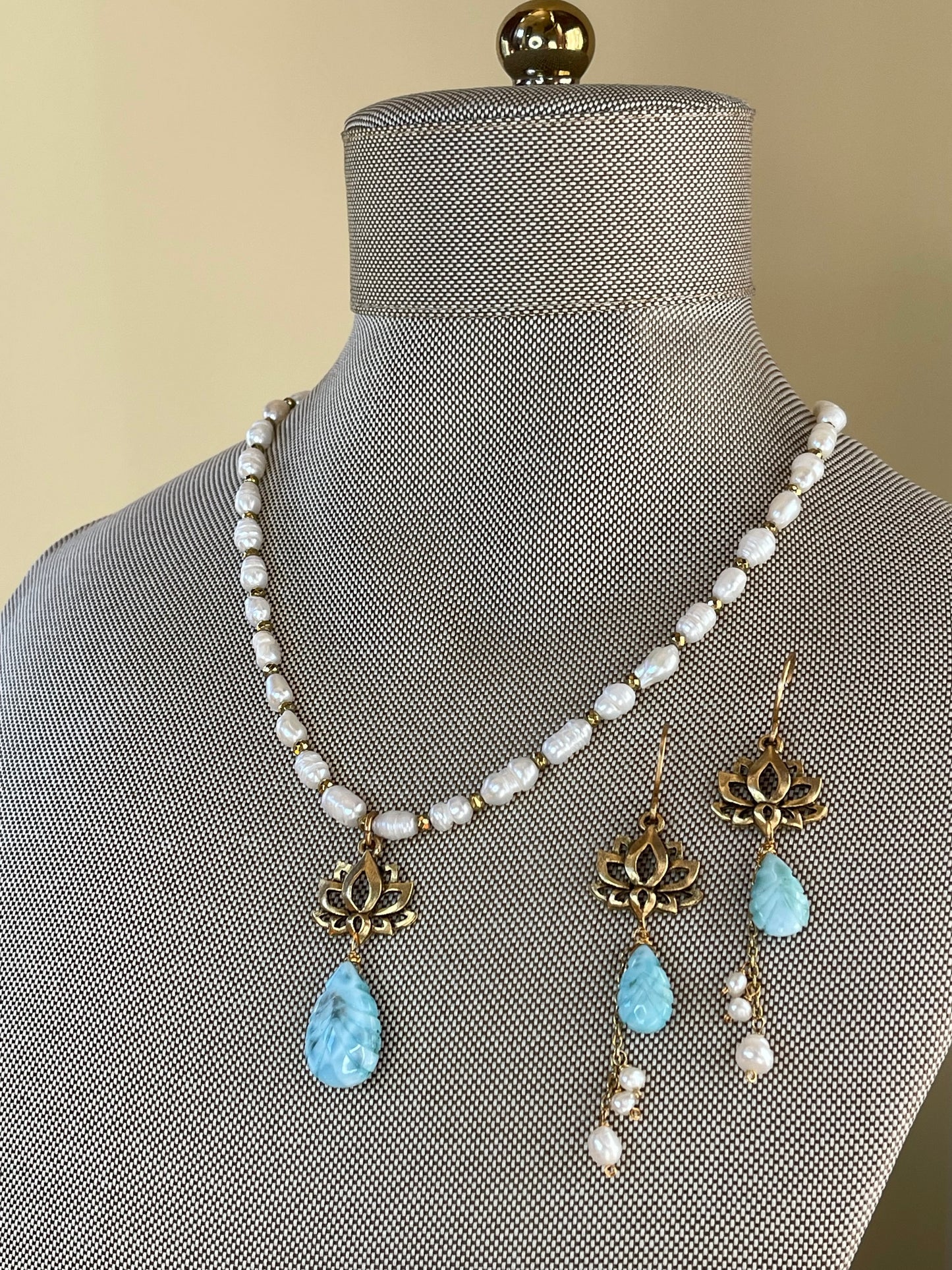 Larimar Pearl Necklace