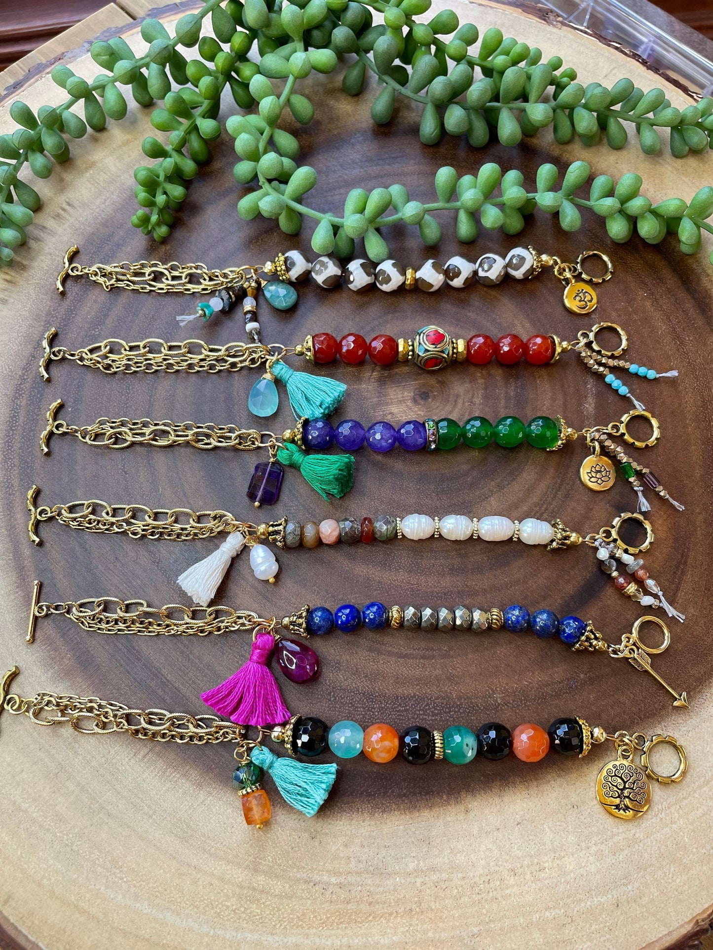 Lotus Charm Beaded Bracelet