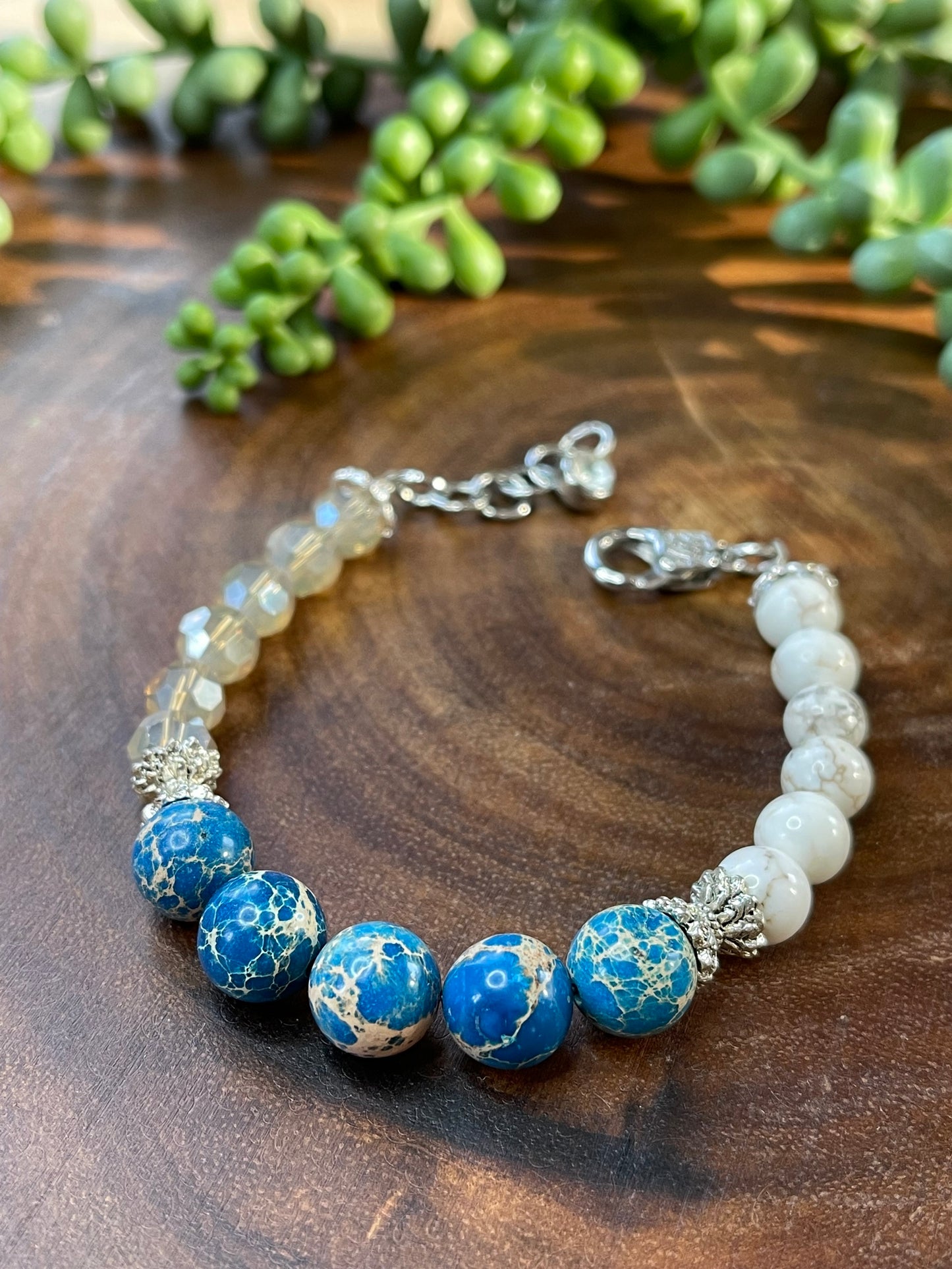 Blue Imperial Jasper Beaded Bracelet