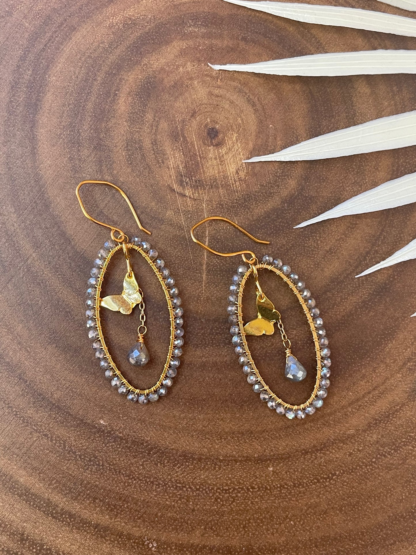 Mystic Labradorite Butterfly Earrings