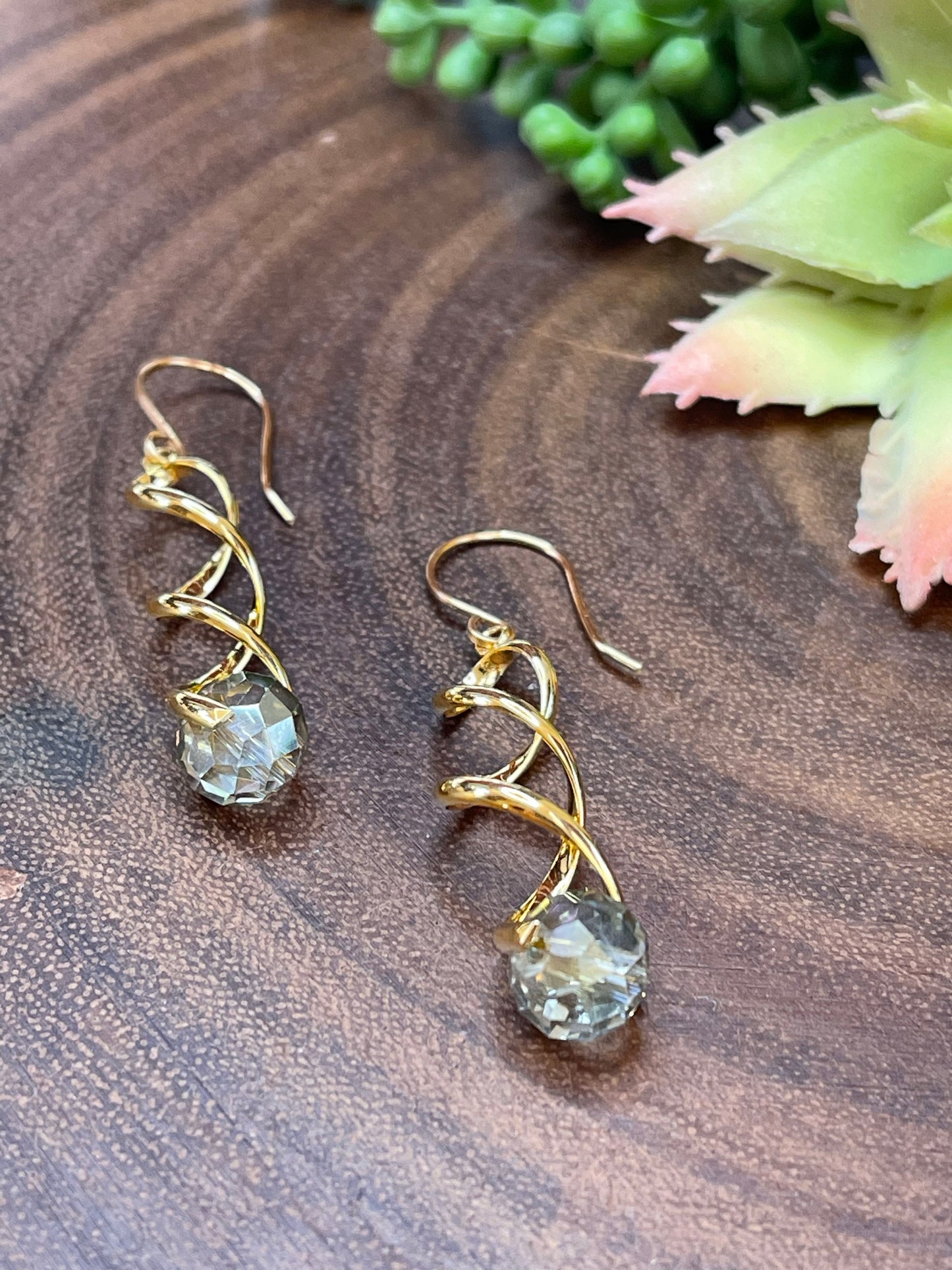 Crystal Spiral Dangle Earrings