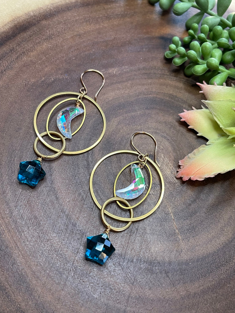 Crescent and Star Hoop Earrings