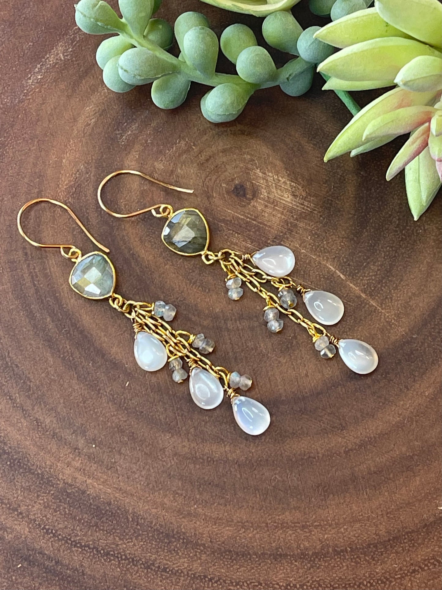 Labradorite / Gray Moonstone Earrings