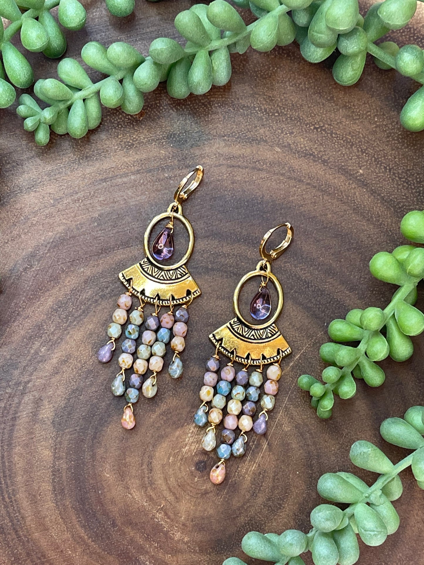 Pastel Czech Dangle Earrings