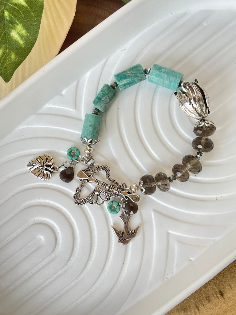 Amazonite / Smoky Quartz Spring Bracelet
