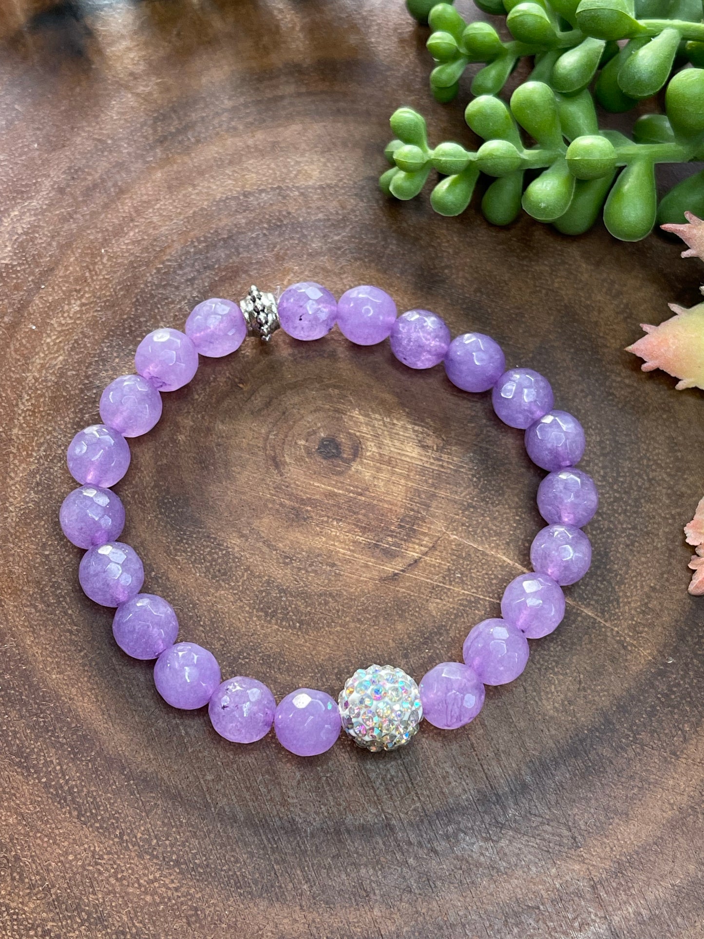 Light Purple Agate Beaded Bracelet