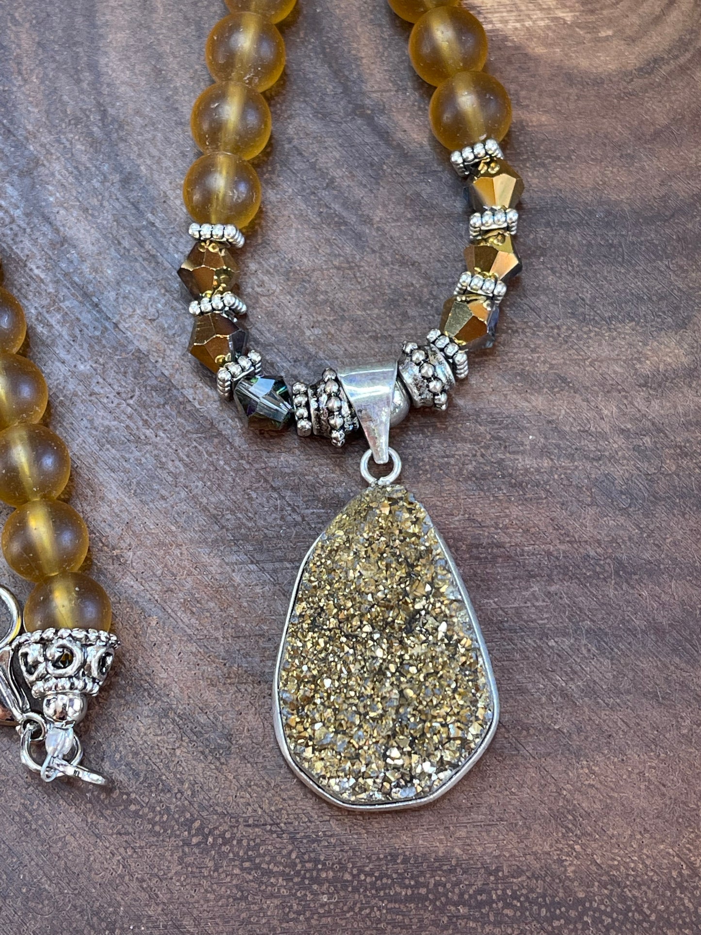 Gold Druzy Beaded Necklace