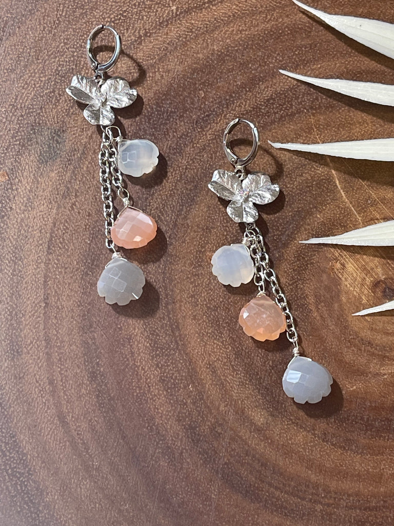 Moonstone Earrings / Gemstone Earrings/ Flower Earrings