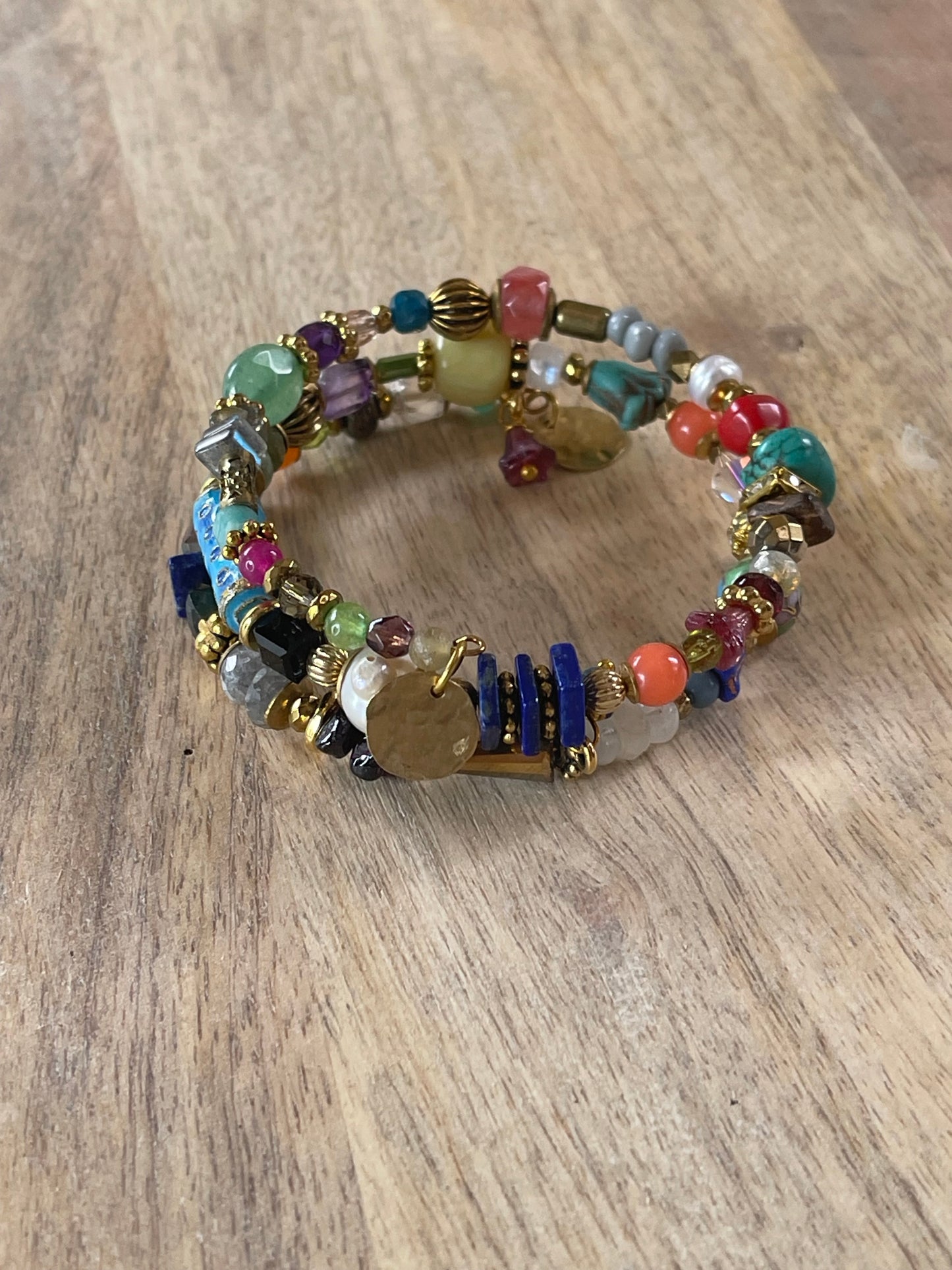 Wrap Bracelet - Bangle Bracelet - Gemstone Bracelet - Beaded Bracelet