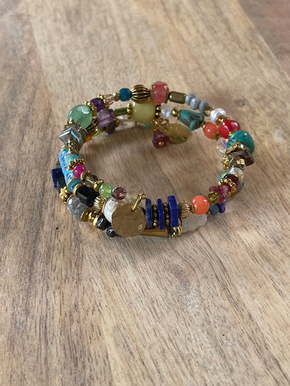 Wrap Bracelet - Bangle Bracelet - Gemstone Bracelet - Beaded Bracelet