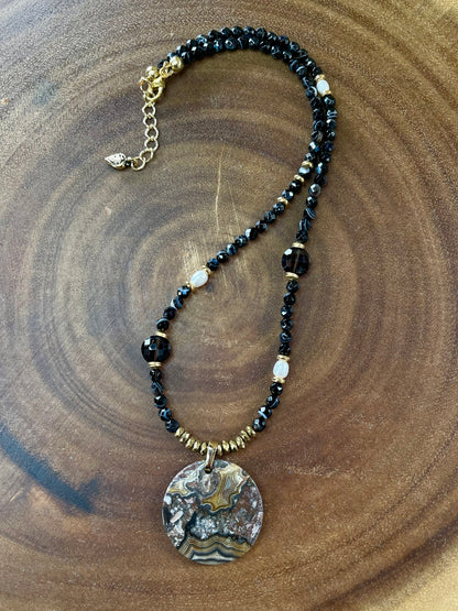 Black Agate Necklace - Jasper Necklace - Black Necklace