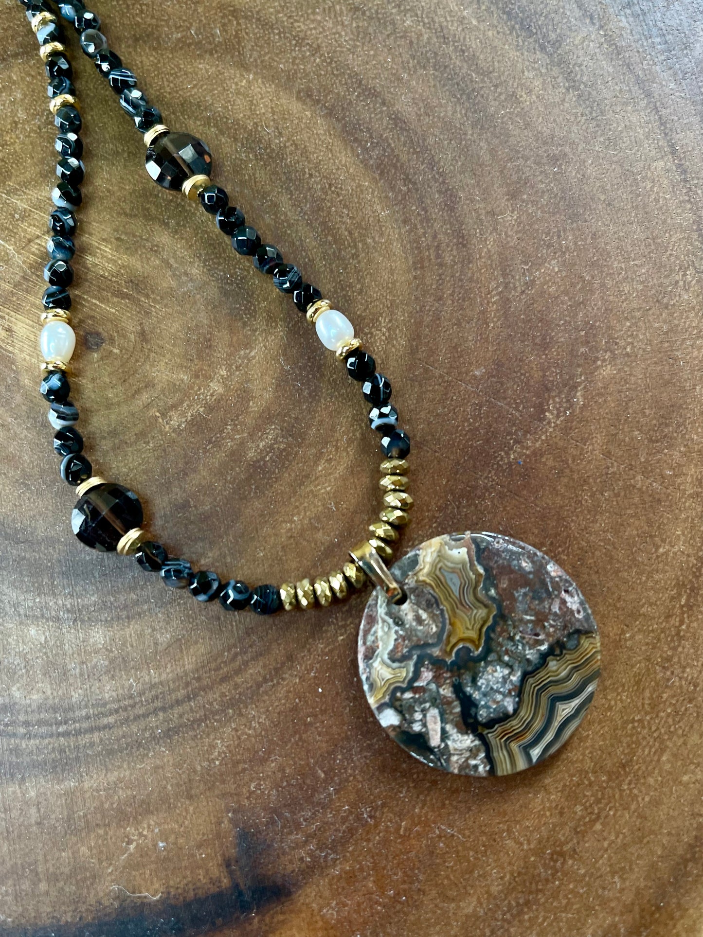 Black Agate Necklace - Jasper Necklace - Black Necklace