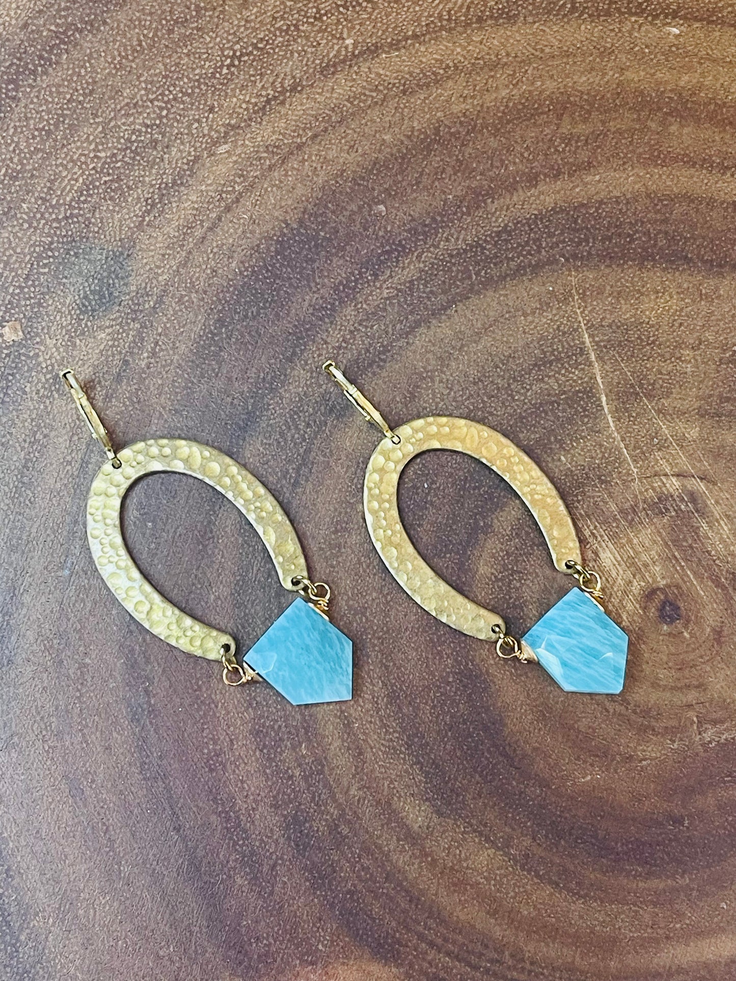 Amazonite Earrings - Brass Earrings - Boho Earrings