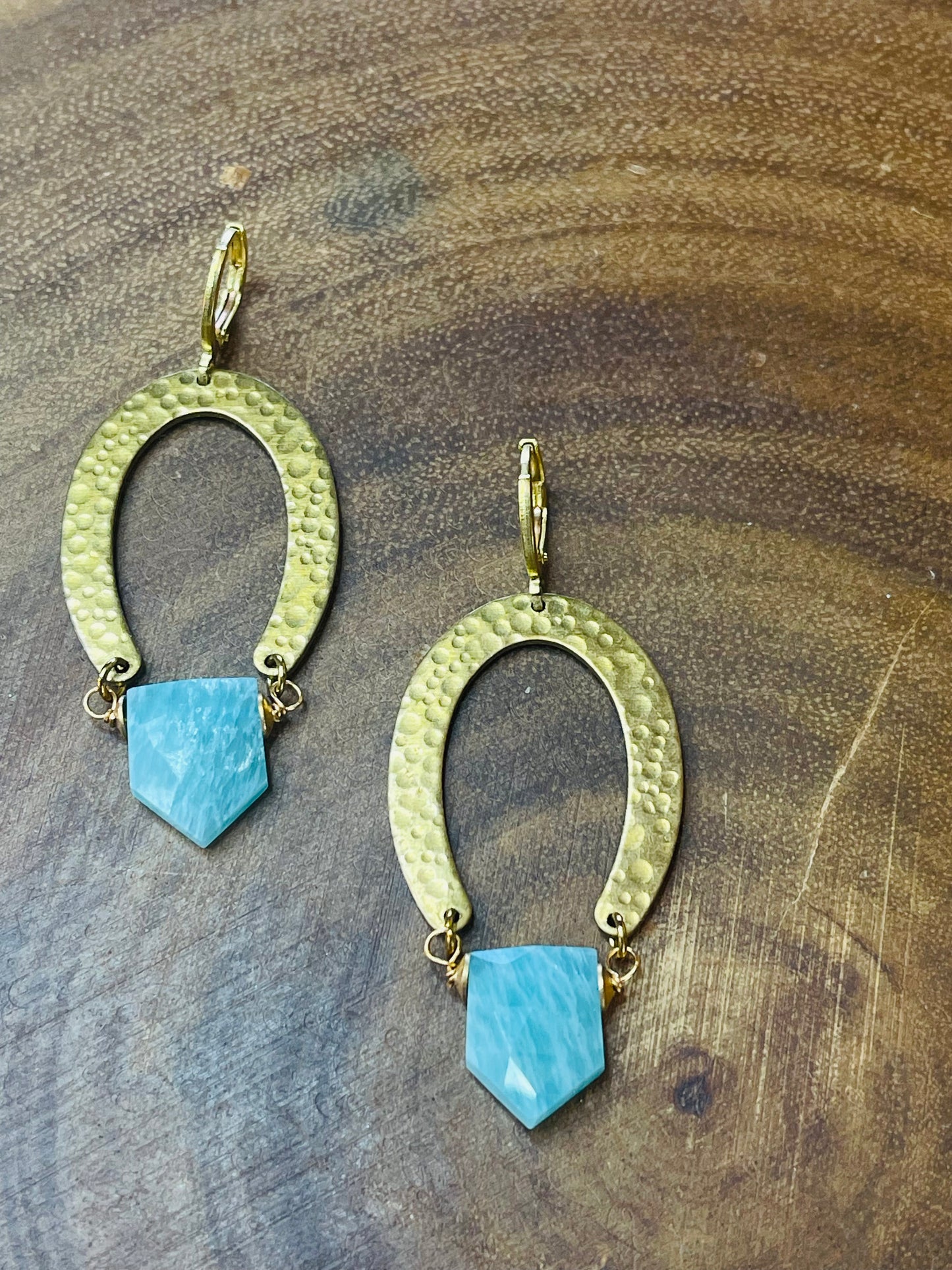 Amazonite Earrings - Brass Earrings - Boho Earrings