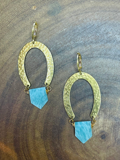 Amazonite Earrings - Brass Earrings - Boho Earrings