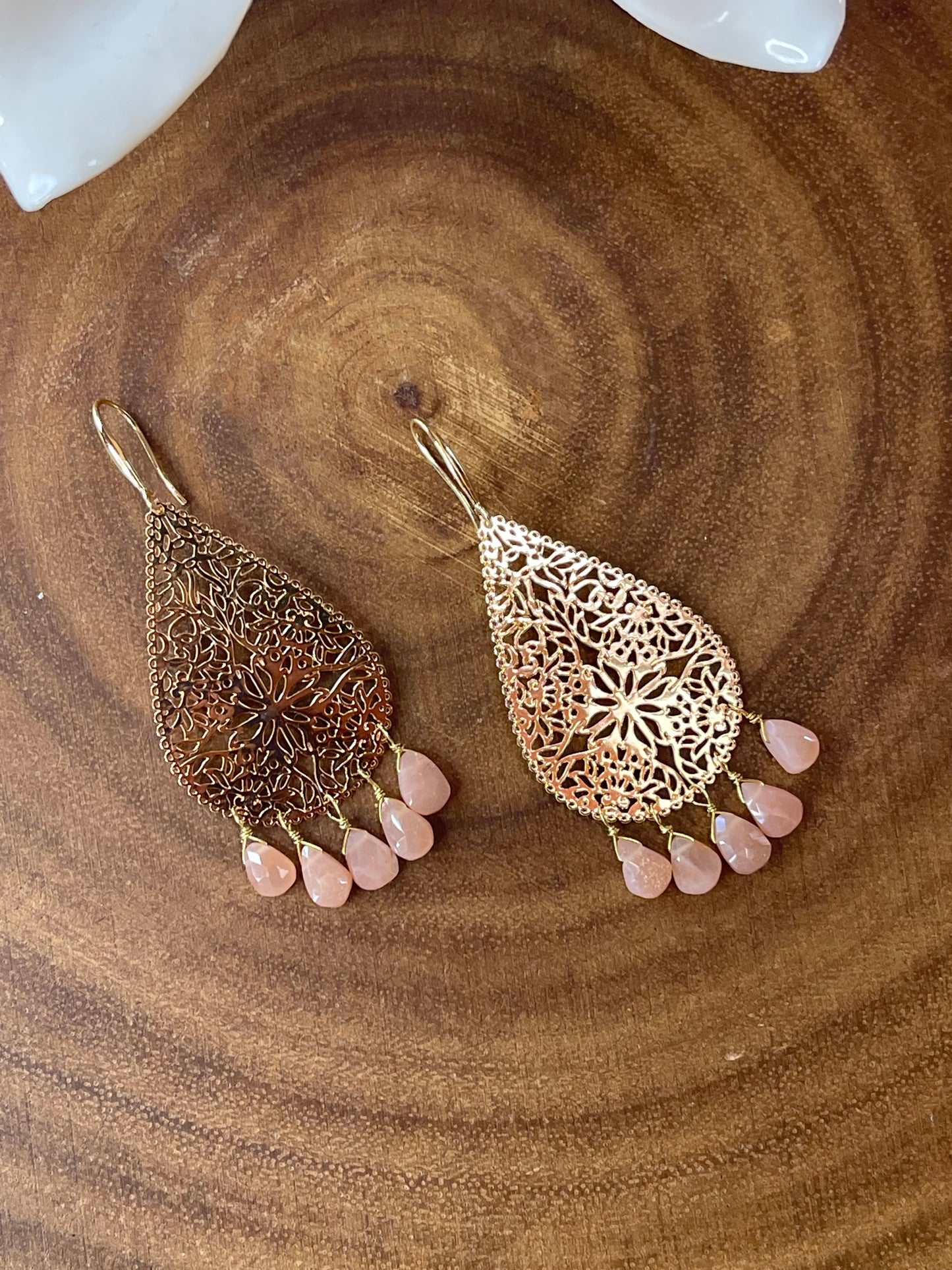 Gemstone Earrings - Chandelier Earrings - Moonstones - Tourmaline