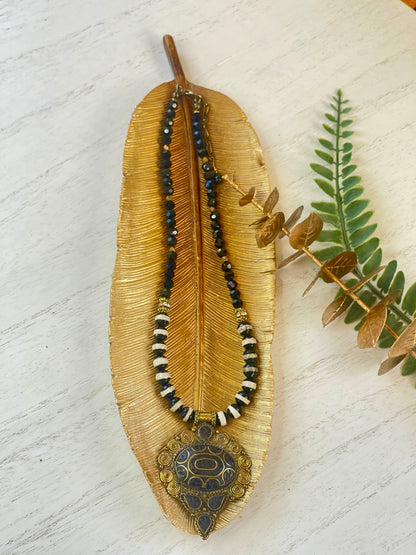 Pendant Necklace - Statement Necklace - Black Necklace - Boho Necklace
