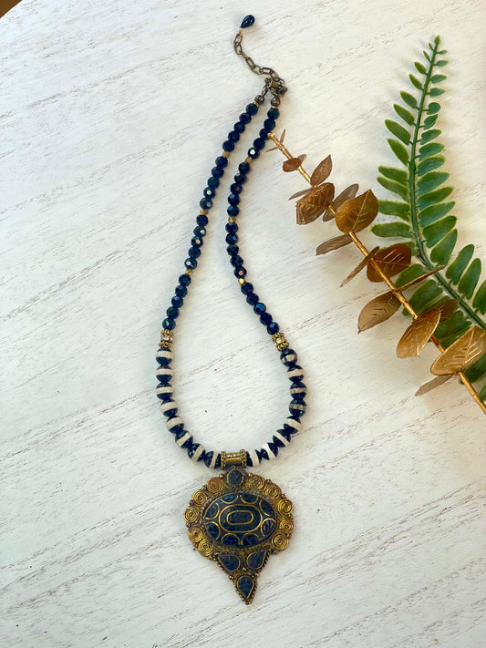 Pendant Necklace - Statement Necklace - Black Necklace - Boho Necklace