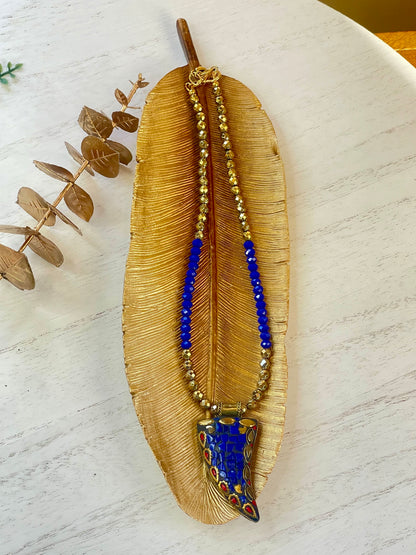 Lapis Lazulli Necklace - Pendant Necklace - Beaded Necklace - Statement Necklace