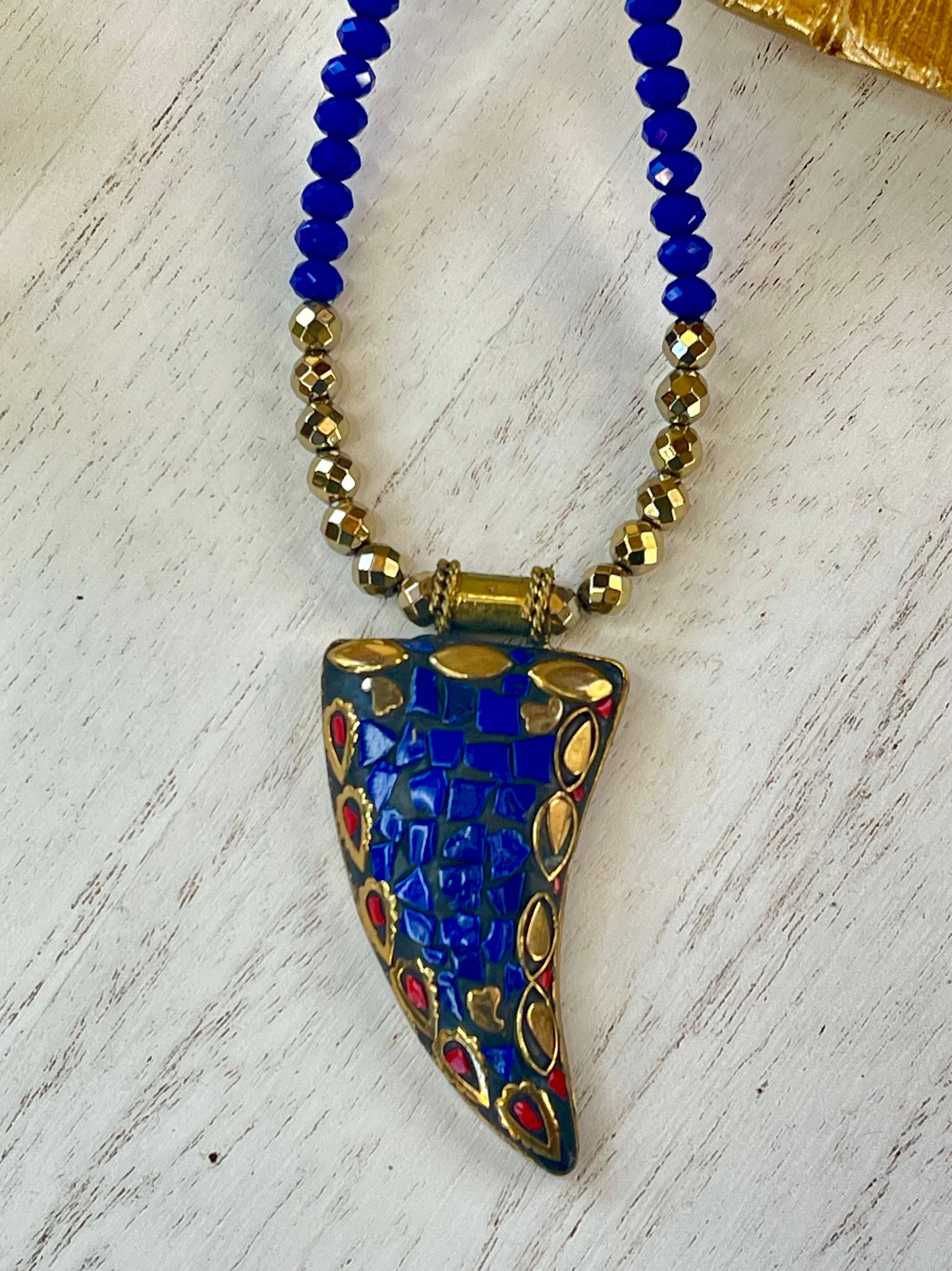 Lapis Lazulli Necklace - Pendant Necklace - Beaded Necklace - Statement Necklace