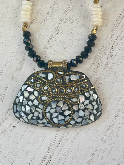Pendant Necklace - Statement Necklace - Black Necklace - Boho Necklace