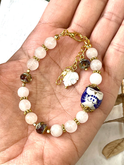Jade Bracelet - Owl Bracelet - White Bracelet