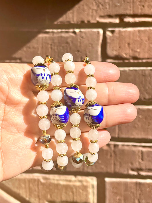Jade Bracelet - Owl Bracelet - White Bracelet