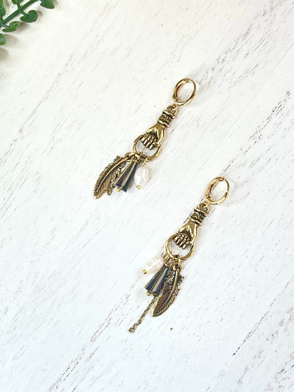 Boho Earrings - Pearl Earrings - Charm Earrings