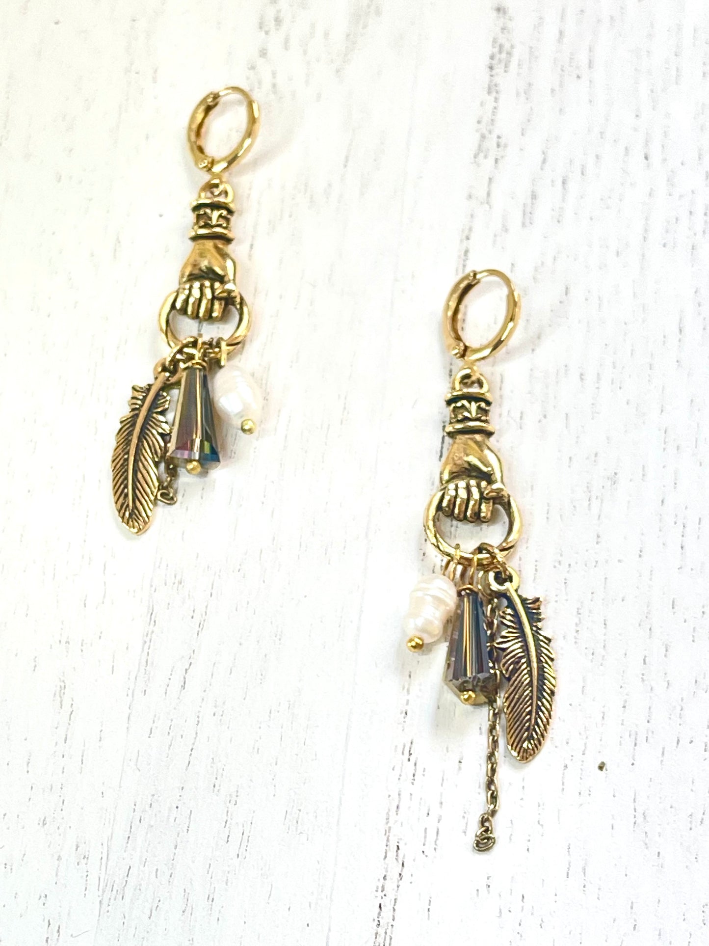 Boho Earrings - Pearl Earrings - Charm Earrings