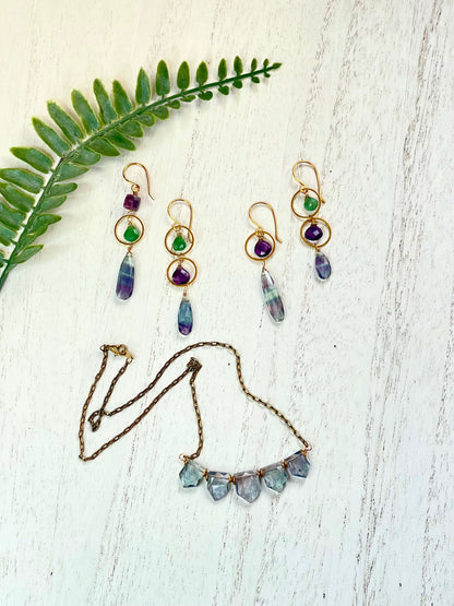 Fluorite Earrings - Gemstone Earrings - Dangle Earrings