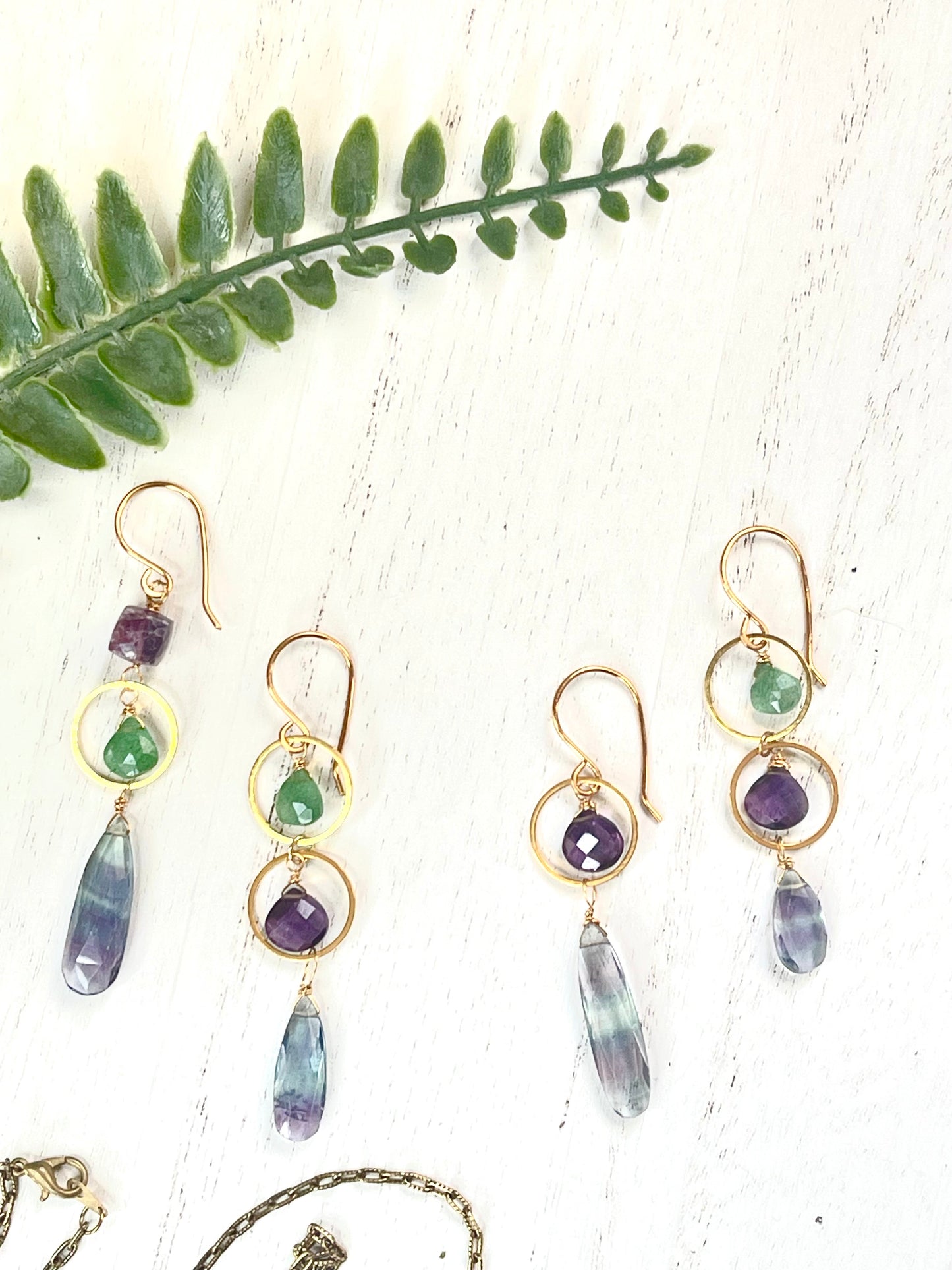 Fluorite Earrings - Gemstone Earrings - Dangle Earrings