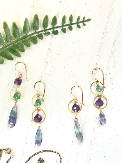 Fluorite Earrings - Gemstone Earrings - Dangle Earrings