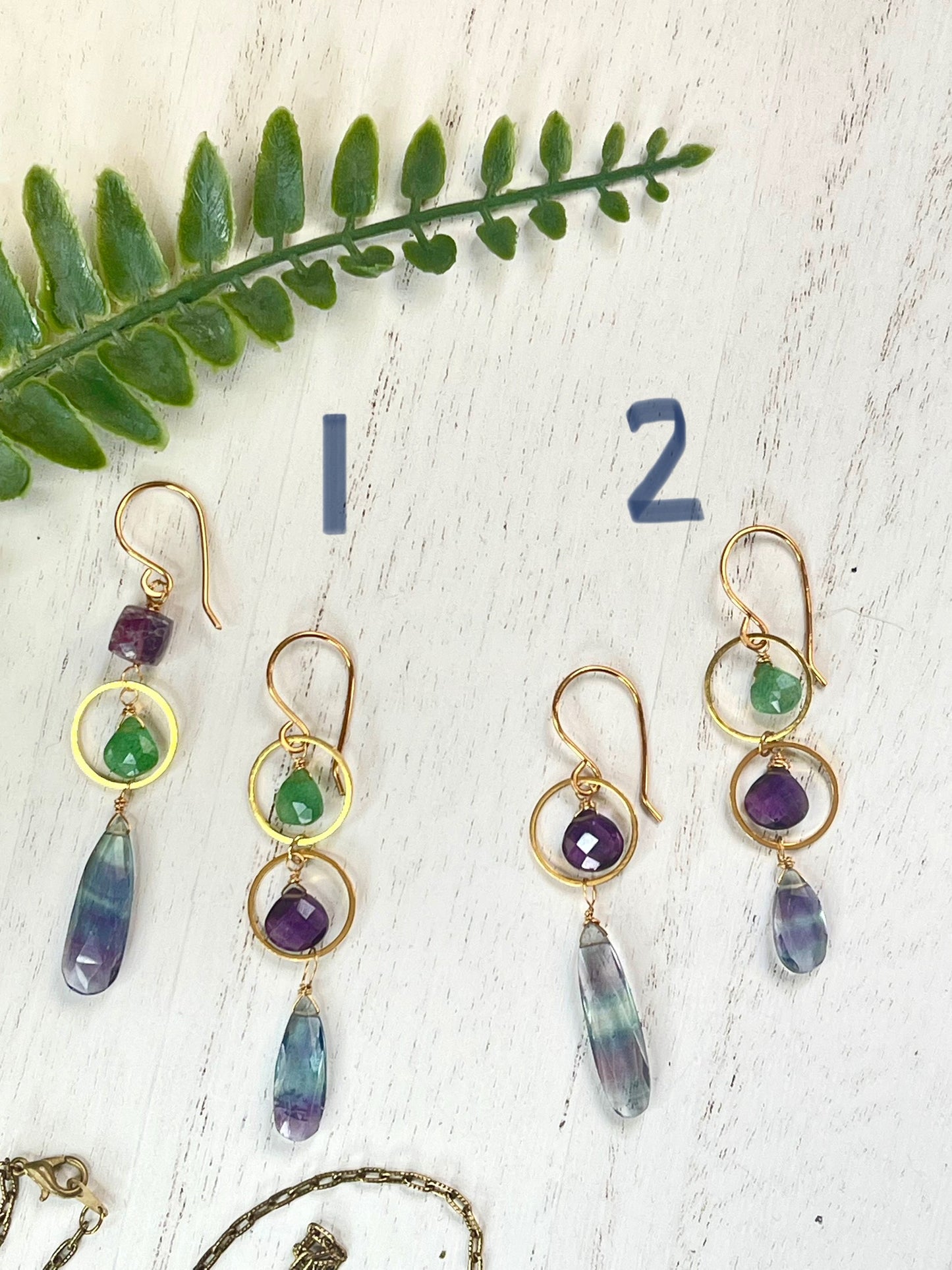 Fluorite Earrings - Gemstone Earrings - Dangle Earrings