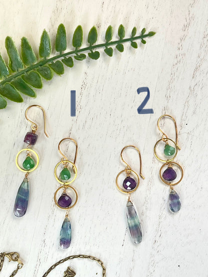 Fluorite Earrings - Gemstone Earrings - Dangle Earrings