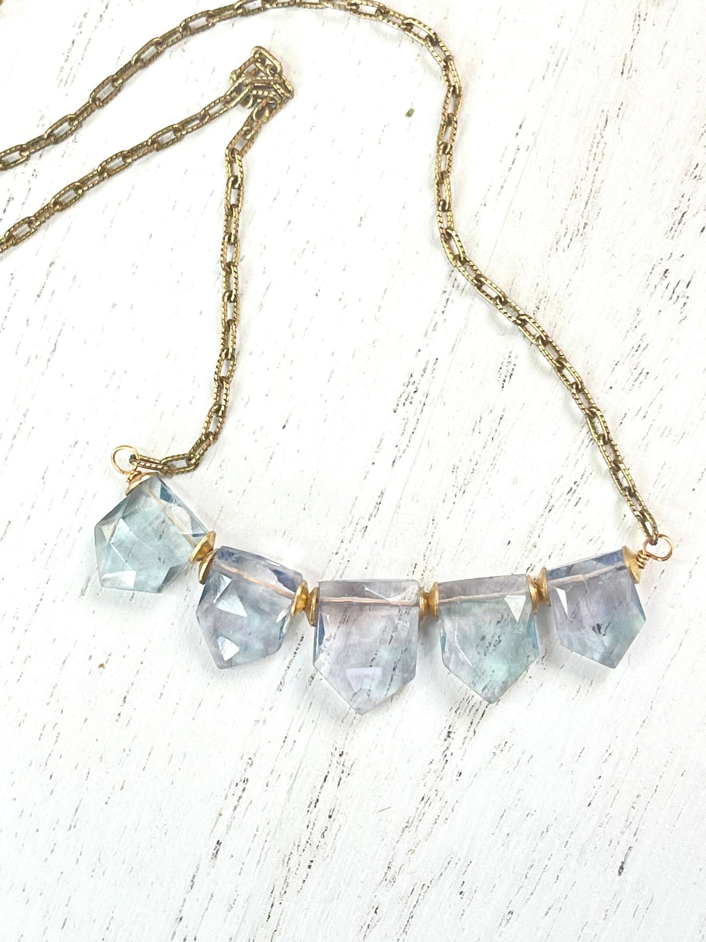 Gemstone Necklace - Fluorite necklace - Bar Necklace