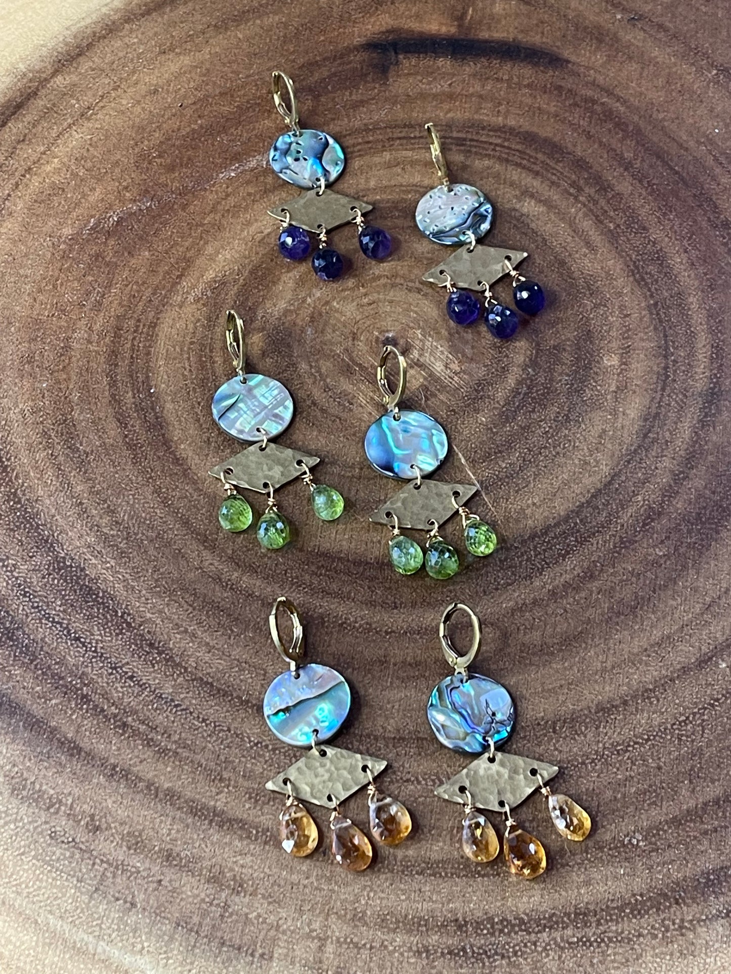 Gemstone Earrings - Shell Earrings - Modern Earrings