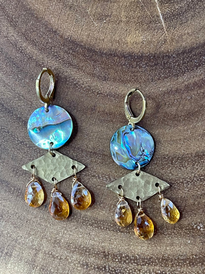 Gemstone Earrings - Shell Earrings - Modern Earrings