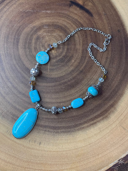 Turquoise Necklace - Beaded Necklace - Statement Necklace