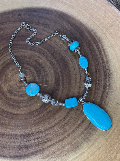 Turquoise Necklace - Beaded Necklace - Statement Necklace