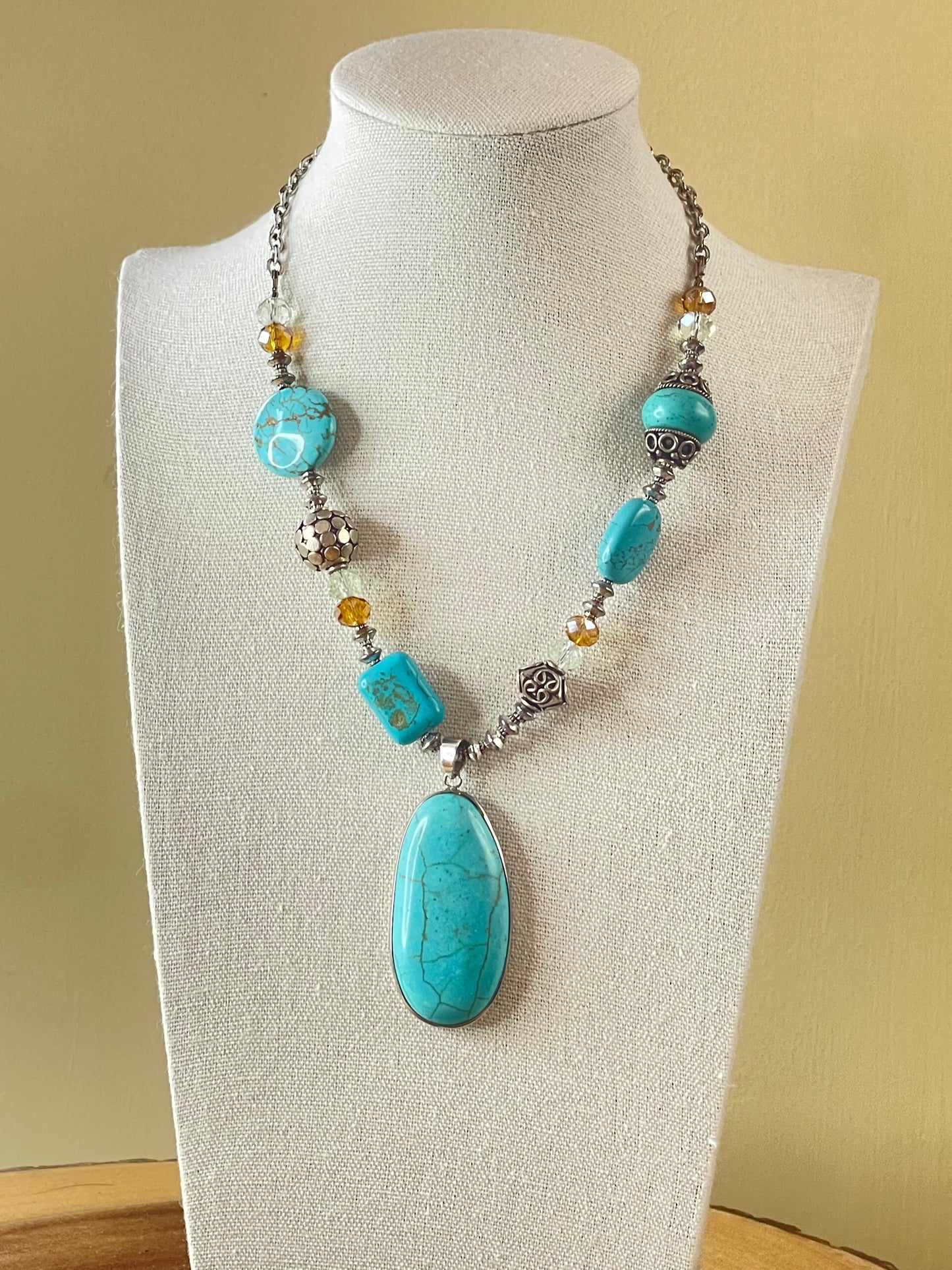 Turquoise Necklace - Beaded Necklace - Statement Necklace